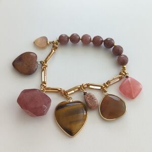 Anthropologie gemstone stretchable charm bracelet